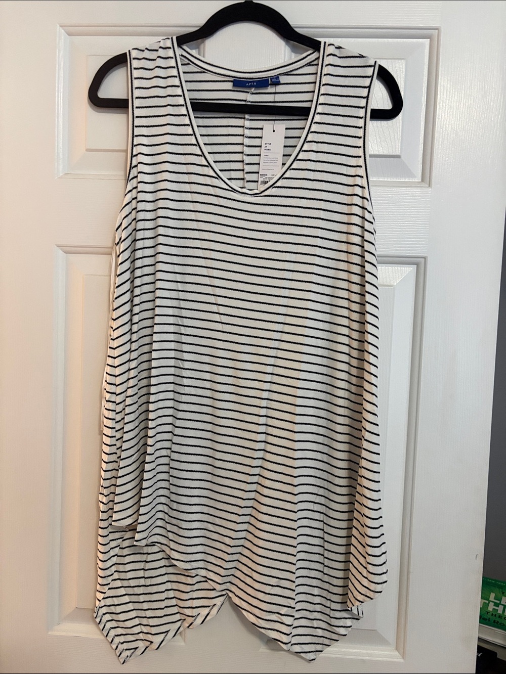 Apt. 9 Black and White Striped Sleeveless Swing Tank
